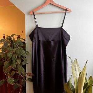 Elegant Black Satin Slip Dress